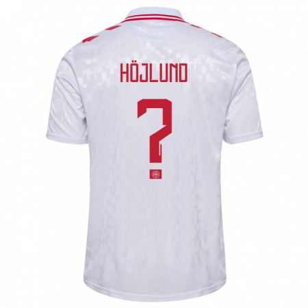 Kandiny Kinder Dänemark Oscar Höjlund #0 Weiß Auswärtstrikot Trikot 24-26 T-Shirt