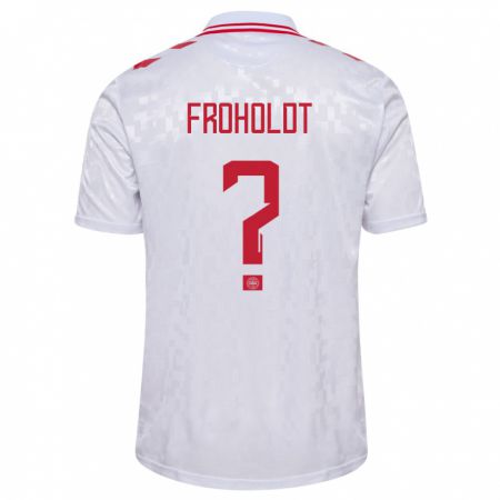 Kandiny Kinder Dänemark Victor Froholdt #0 Weiß Auswärtstrikot Trikot 24-26 T-Shirt