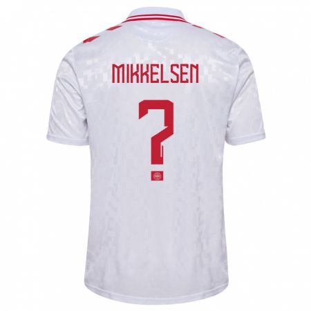 Kandiny Kinder Dänemark Sebastian Mikkelsen #0 Weiß Auswärtstrikot Trikot 24-26 T-Shirt