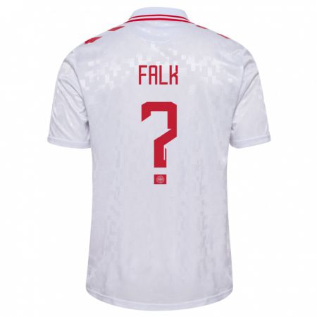 Kandiny Kinder Dänemark Lukas Falk #0 Weiß Auswärtstrikot Trikot 24-26 T-Shirt