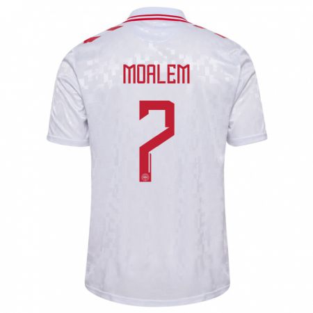 Kandiny Kinder Dänemark Jonathan Moalem #7 Weiß Auswärtstrikot Trikot 24-26 T-Shirt