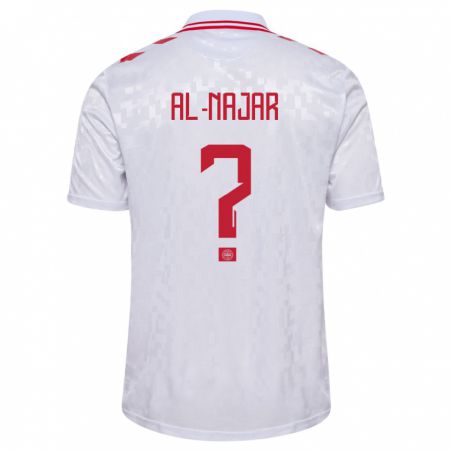 Kandiny Kinder Dänemark Ali Al-Najar #0 Weiß Auswärtstrikot Trikot 24-26 T-Shirt