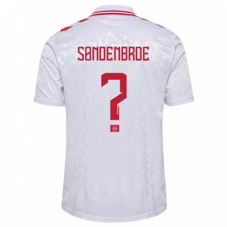 Kandiny Kinder Dänemark Andreas Søndenbroe #0 Weiß Auswärtstrikot Trikot 24-26 T-Shirt
