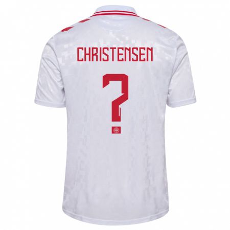 Kandiny Kinder Dänemark Sebastian Christensen #0 Weiß Auswärtstrikot Trikot 24-26 T-Shirt