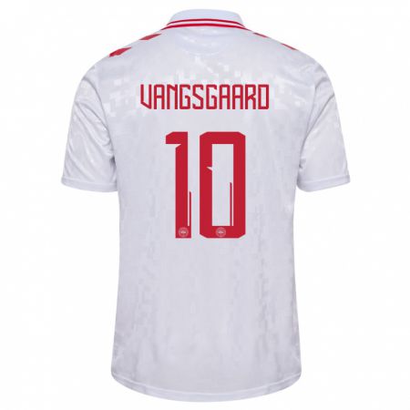 Kandiny Kinder Dänemark Amalie Vangsgaard #10 Weiß Auswärtstrikot Trikot 24-26 T-Shirt