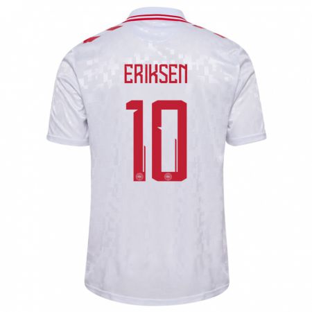 Kandiny Kinder Dänemark Christian Eriksen #10 Weiß Auswärtstrikot Trikot 24-26 T-Shirt