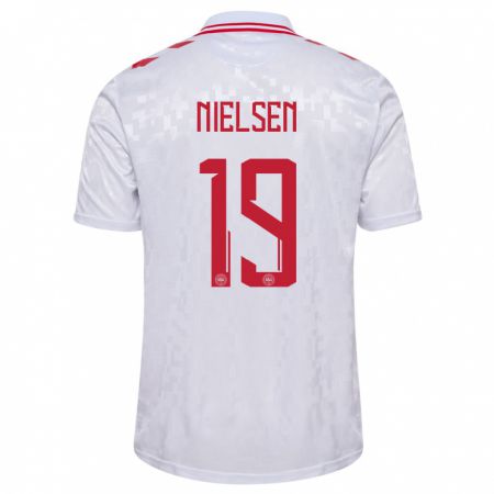 Kandiny Kinder Dänemark Casper Nielsen #19 Weiß Auswärtstrikot Trikot 24-26 T-Shirt