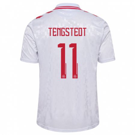 Kandiny Kinder Dänemark Casper Tengstedt #11 Weiß Auswärtstrikot Trikot 24-26 T-Shirt