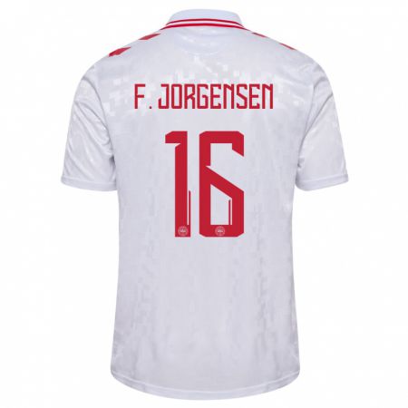 Kandiny Kinder Dänemark Filip Jorgensen #16 Weiß Auswärtstrikot Trikot 24-26 T-Shirt