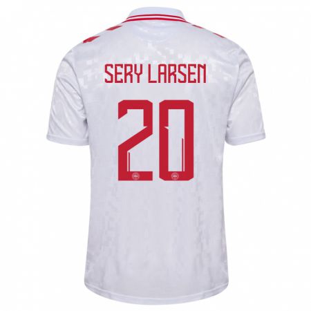 Kandiny Kinder Dänemark Japhet Sery Larsen #20 Weiß Auswärtstrikot Trikot 24-26 T-Shirt