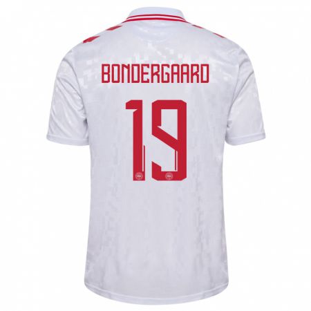 Kandiny Kinder Dänemark Asbjorn Bondergaard #19 Weiß Auswärtstrikot Trikot 24-26 T-Shirt