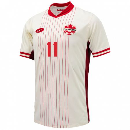 Kandiny Kinder Kanada Kamron Habibullah #11 Weiß Auswärtstrikot Trikot 24-26 T-Shirt