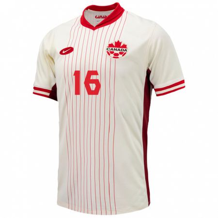 Kandiny Kinder Kanada Maxime Crépeau #16 Weiß Auswärtstrikot Trikot 24-26 T-Shirt