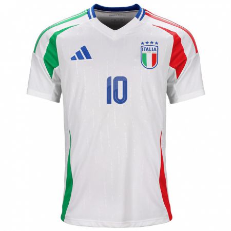 Kandiny Kinder Italien Giacomo Raspadori #10 Weiß Auswärtstrikot Trikot 24-26 T-Shirt