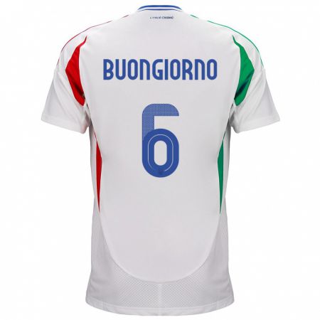 Kandiny Kinder Italien Alessandro Buongiorno #6 Weiß Auswärtstrikot Trikot 24-26 T-Shirt