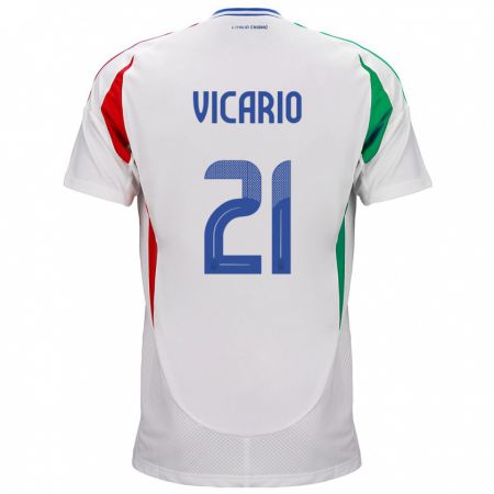 Kandiny Kinder Italien Guglielmo Vicario #21 Weiß Auswärtstrikot Trikot 24-26 T-Shirt