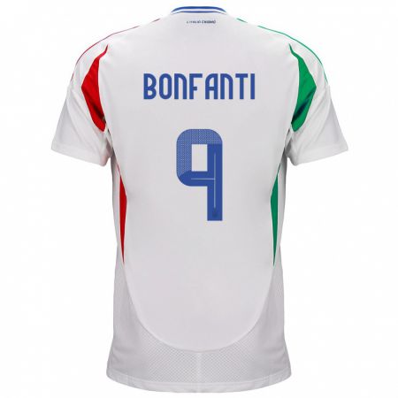 Kandiny Kinder Italien Nicholas Bonfanti #9 Weiß Auswärtstrikot Trikot 24-26 T-Shirt
