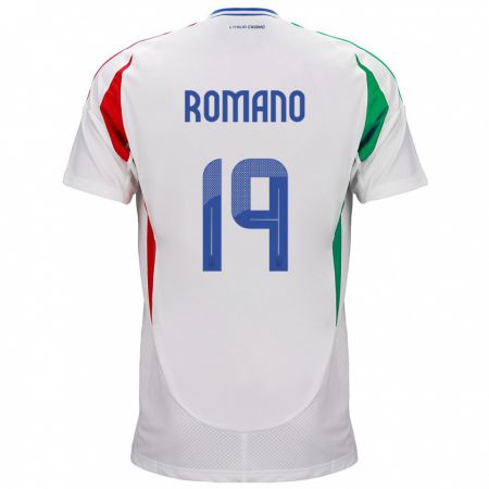Kandiny Kinder Italien Marco Romano #19 Weiß Auswärtstrikot Trikot 24-26 T-Shirt
