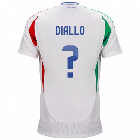 Kandiny Kinder Italien Djibril Diallo #0 Weiß Auswärtstrikot Trikot 24-26 T-Shirt
