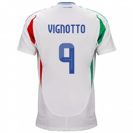 Kandiny Kinder Italien Elisabetta Vignotto #9 Weiß Auswärtstrikot Trikot 24-26 T-Shirt