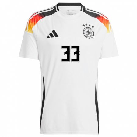Kandiny Herren Deutschland Fabienne Dongus #33 Weiß Heimtrikot Trikot 24-26 T-Shirt