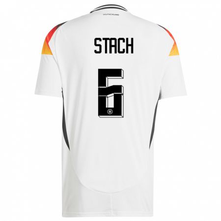 Kandiny Herren Deutschland Anton Stach #6 Weiß Heimtrikot Trikot 24-26 T-Shirt