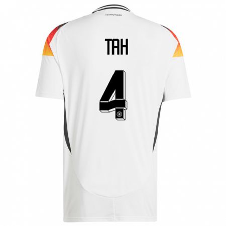 Kandiny Herren Deutschland Jonathan Tah #4 Weiß Heimtrikot Trikot 24-26 T-Shirt