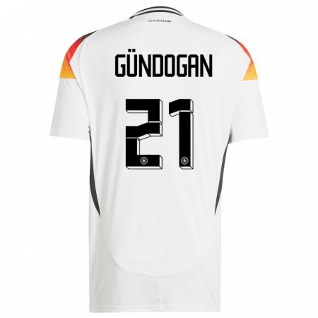 Kandiny Herren Deutschland Ilkay Gundogan #21 Weiß Heimtrikot Trikot 24-26 T-Shirt