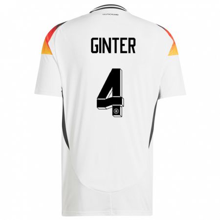 Kandiny Herren Deutschland Matthias Ginter #4 Weiß Heimtrikot Trikot 24-26 T-Shirt