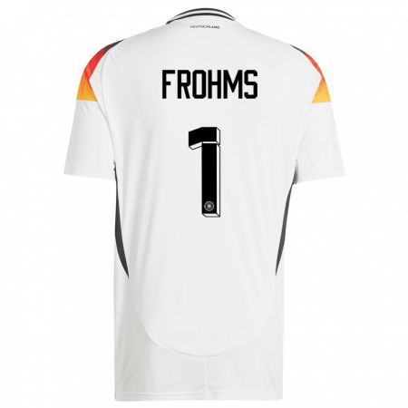 Kandiny Herren Deutschland Merle Frohms #1 Weiß Heimtrikot Trikot 24-26 T-Shirt