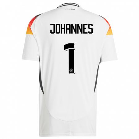 Kandiny Herren Deutschland Stina Johannes #1 Weiß Heimtrikot Trikot 24-26 T-Shirt