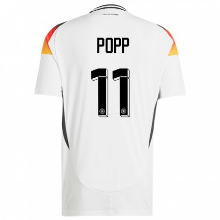 Kandiny Herren Deutschland Alexandra Popp #11 Weiß Heimtrikot Trikot 24-26 T-Shirt