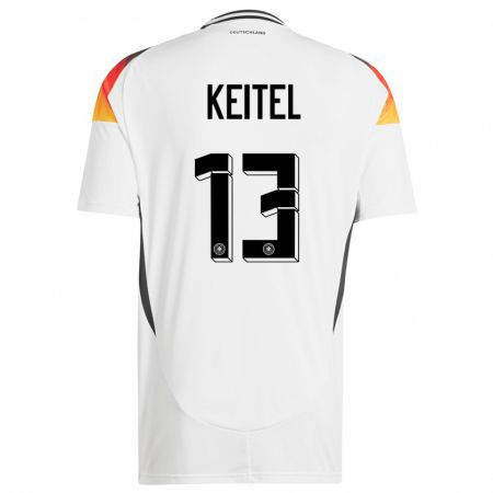 Kandiny Herren Deutschland Yannik Keitel #13 Weiß Heimtrikot Trikot 24-26 T-Shirt