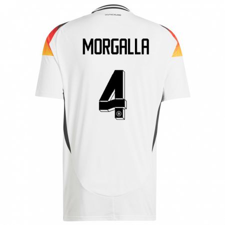 Kandiny Herren Deutschland Leandro Morgalla #4 Weiß Heimtrikot Trikot 24-26 T-Shirt