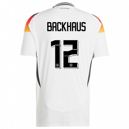Kandiny Herren Deutschland Mio Backhaus #12 Weiß Heimtrikot Trikot 24-26 T-Shirt