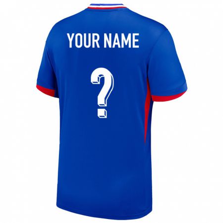 Kandiny Herren Frankreich Ihren Namen #0 Blau Heimtrikot Trikot 24-26 T-Shirt
