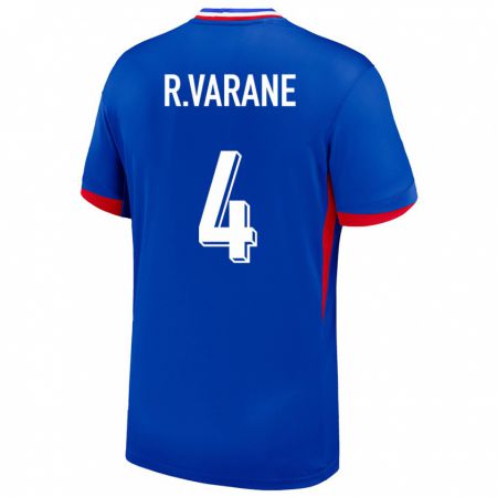 Kandiny Herren Frankreich Raphael Varane #4 Blau Heimtrikot Trikot 24-26 T-Shirt