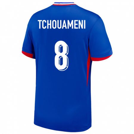 Kandiny Herren Frankreich Aurelien Tchouameni #8 Blau Heimtrikot Trikot 24-26 T-Shirt