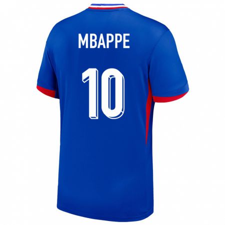 Kandiny Herren Frankreich Kylian Mbappe #10 Blau Heimtrikot Trikot 24-26 T-Shirt