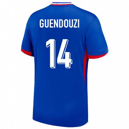 Kandiny Herren Frankreich Matteo Guendouzi #14 Blau Heimtrikot Trikot 24-26 T-Shirt