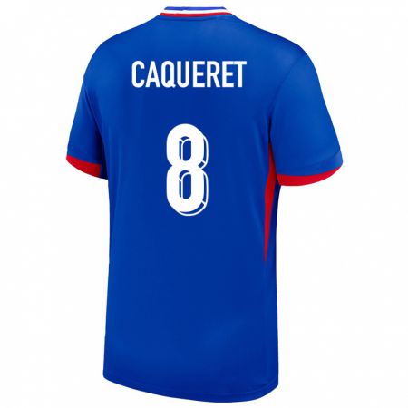 Kandiny Herren Frankreich Maxence Caqueret #8 Blau Heimtrikot Trikot 24-26 T-Shirt