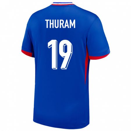 Kandiny Herren Frankreich Khephren Thuram #19 Blau Heimtrikot Trikot 24-26 T-Shirt