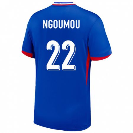 Kandiny Herren Frankreich Nathan Ngoumou #22 Blau Heimtrikot Trikot 24-26 T-Shirt