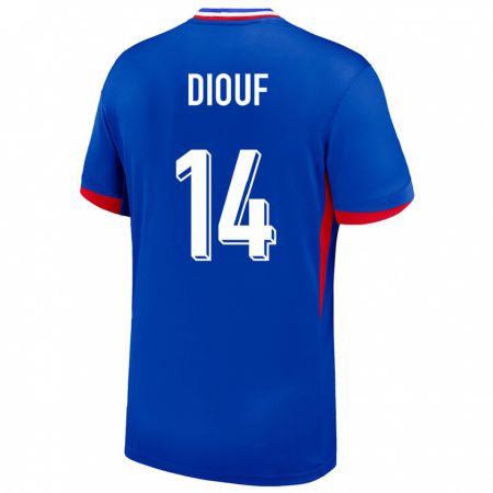 Kandiny Herren Frankreich Andy Diouf #14 Blau Heimtrikot Trikot 24-26 T-Shirt