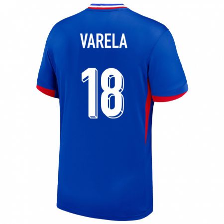 Kandiny Herren Frankreich Jordan Varela #18 Blau Heimtrikot Trikot 24-26 T-Shirt