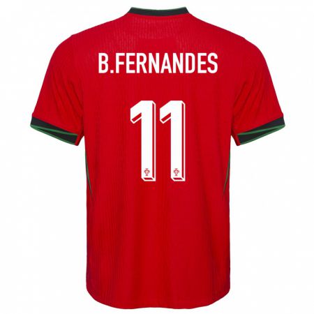 Kandiny Herren Portugal Bruno Fernandes #11 Rot Heimtrikot Trikot 24-26 T-Shirt