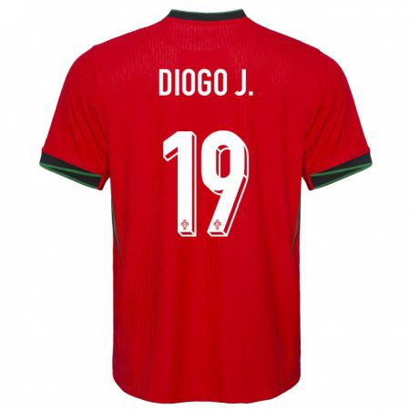 Kandiny Herren Portugal Diogo Jota #19 Rot Heimtrikot Trikot 24-26 T-Shirt