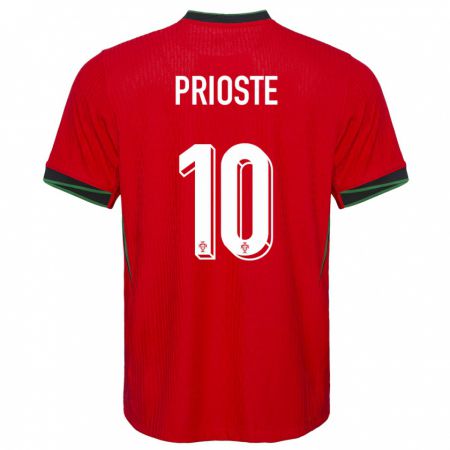 Kandiny Herren Portugal Diogo Prioste #10 Rot Heimtrikot Trikot 24-26 T-Shirt