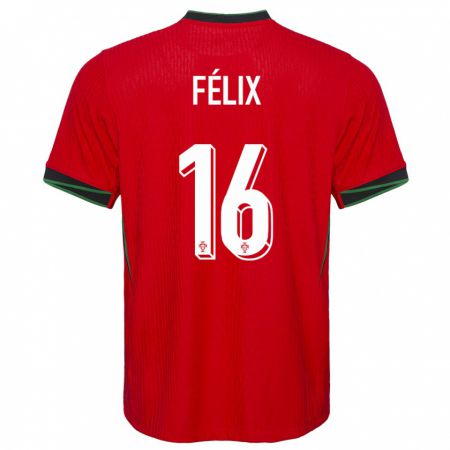 Kandiny Herren Portugal Hugo Felix #16 Rot Heimtrikot Trikot 24-26 T-Shirt
