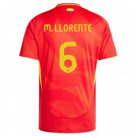 Kandiny Herren Spanien Marcos Llorente #6 Rot Heimtrikot Trikot 24-26 T-Shirt